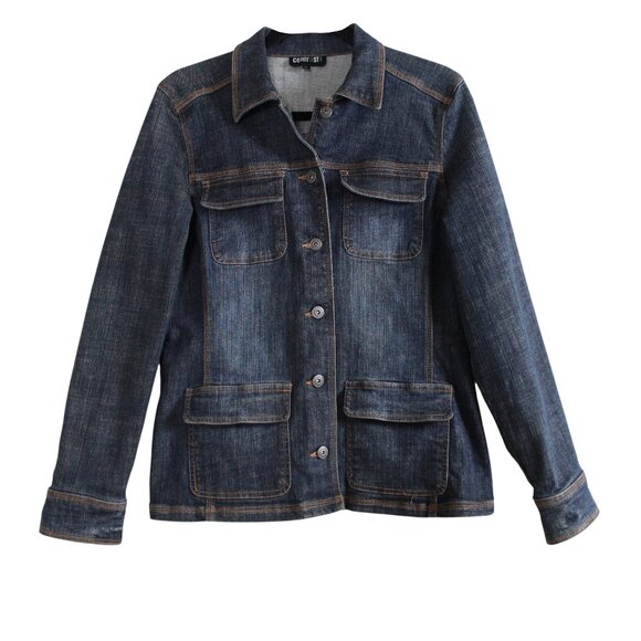 Contrast Jeans Stretch Denim Jacket - Picture 1 of 16